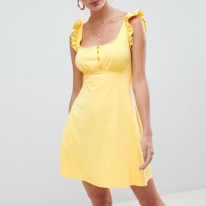 Asos yellow ruffle sleeve dress